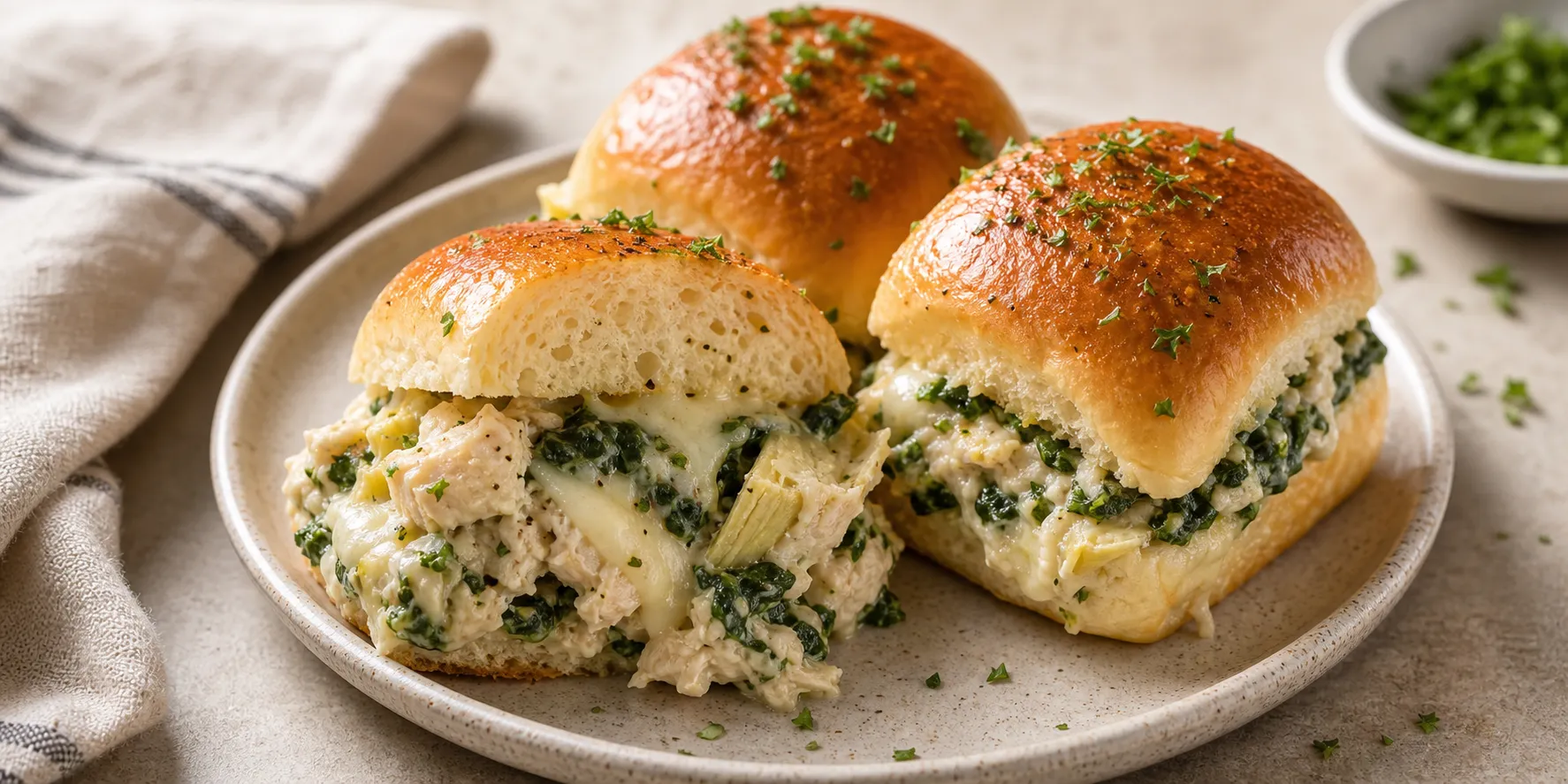 Chicken Artichoke Spinach Sliders